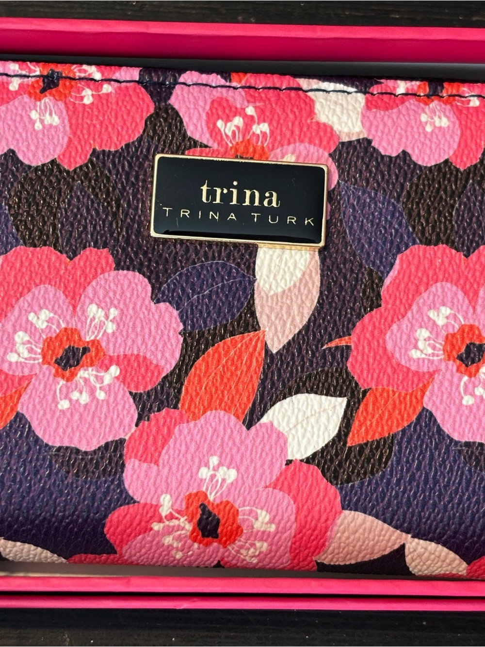 Trina Turk Pink Coral Floral Zip Wallet